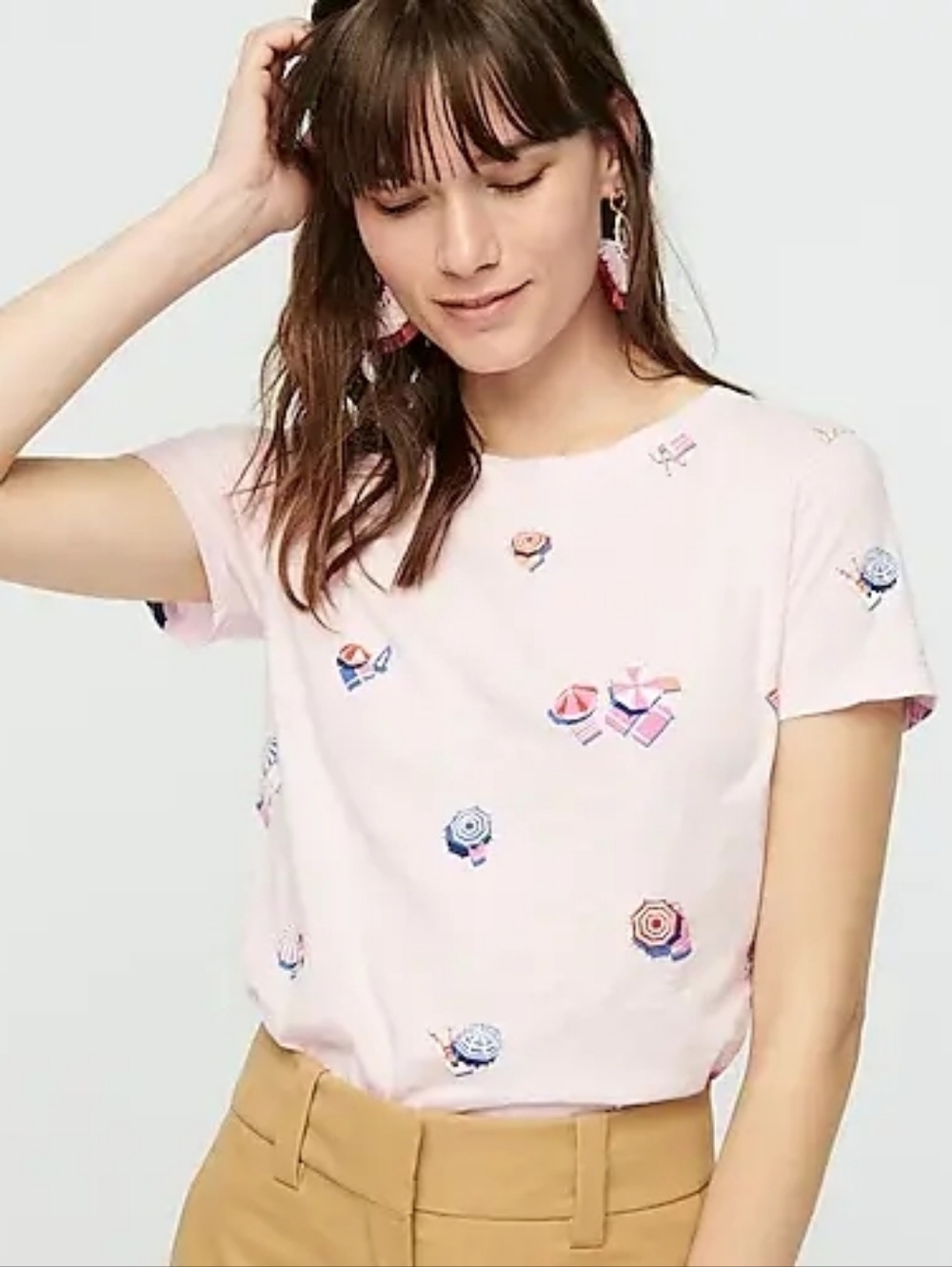 NWT J. Crew Vintage Cotton Crewneck T-shirt with Beach Chair Print